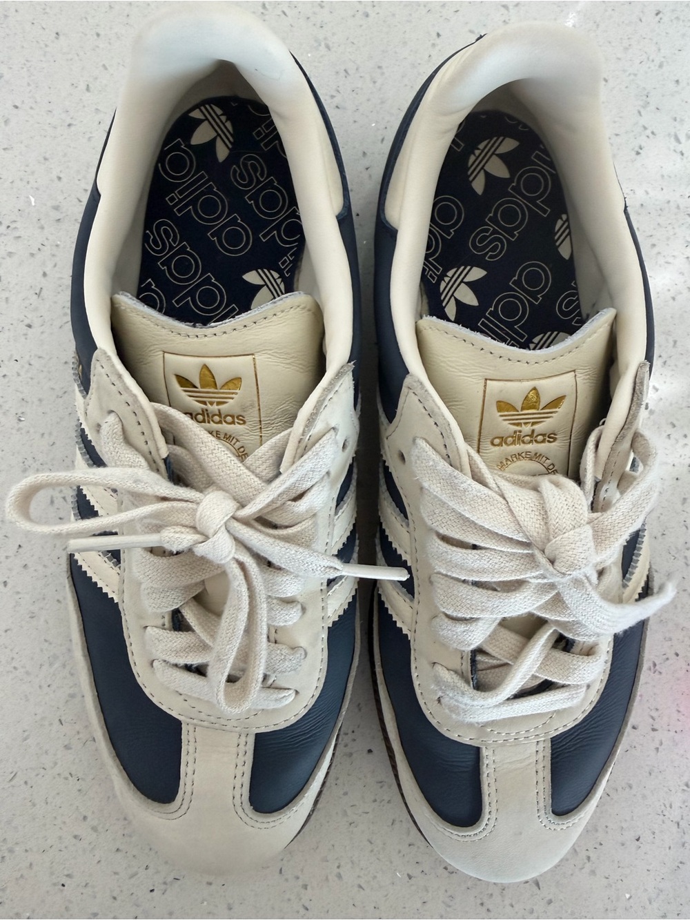 adidas SAMBA Navy and Cream Retro Runner Sneakers M6/W7